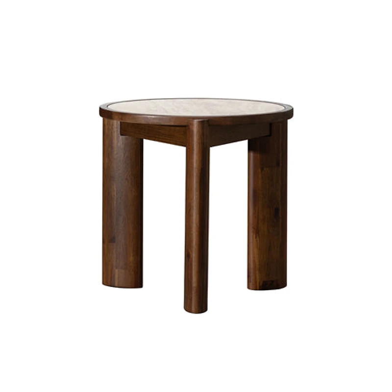 Helsa Round Side Table - Travertine