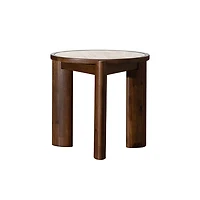 Helsa Round Side Table - Travertine