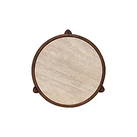 Helsa Round Side Table - Travertine
