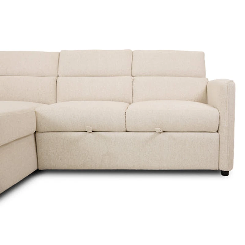 Renato Premium Fabric Sleeper Sectional - Abby Flax