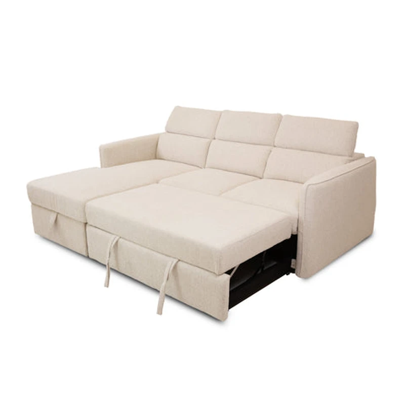 Renato Premium Fabric Sleeper Sectional - Abby Flax