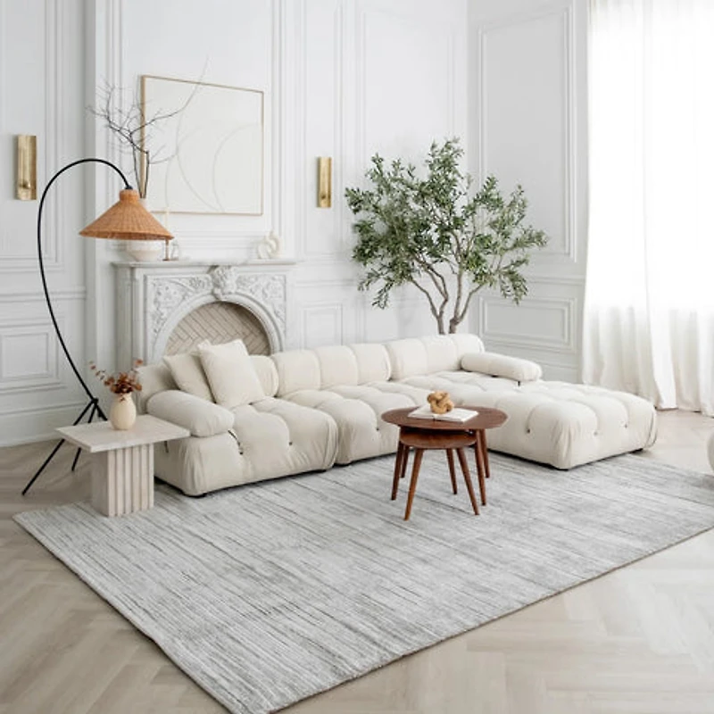 Milano Grey Textured Stripe Rug – 5x8