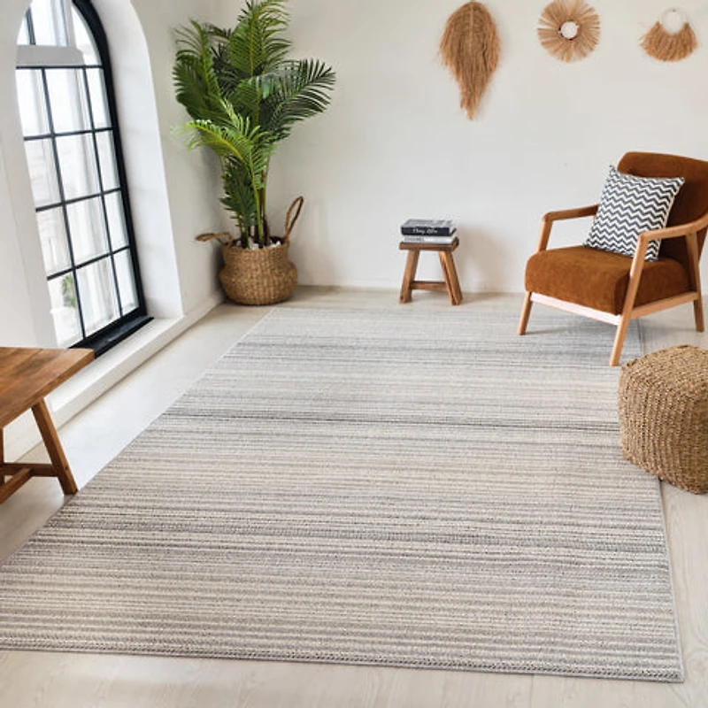 Bali 1863 Cream Gradient Striped Rug – 5 x 8'