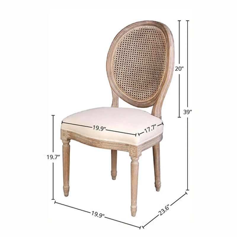 Melwynn Dining Chair w/ Cane Back- Antique Linen