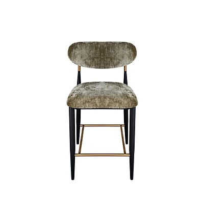 Vera Upholstered Counter Stool in Green with Matte Black & Gold Legs
