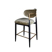Vera Upholstered Counter Stool in Green with Matte Black & Gold Legs