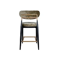 Vera Upholstered Counter Stool in Green with Matte Black & Gold Legs