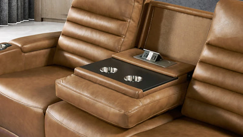 Creston Genuine Leather 3-Seater Power Recliner Sofa with Power Headre