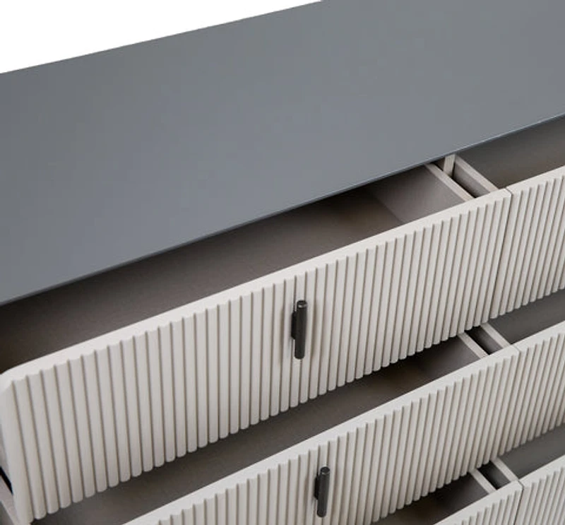 Yulie 6 Drawer Double Dresser - Glossy White - Greater Vancouver Furniture