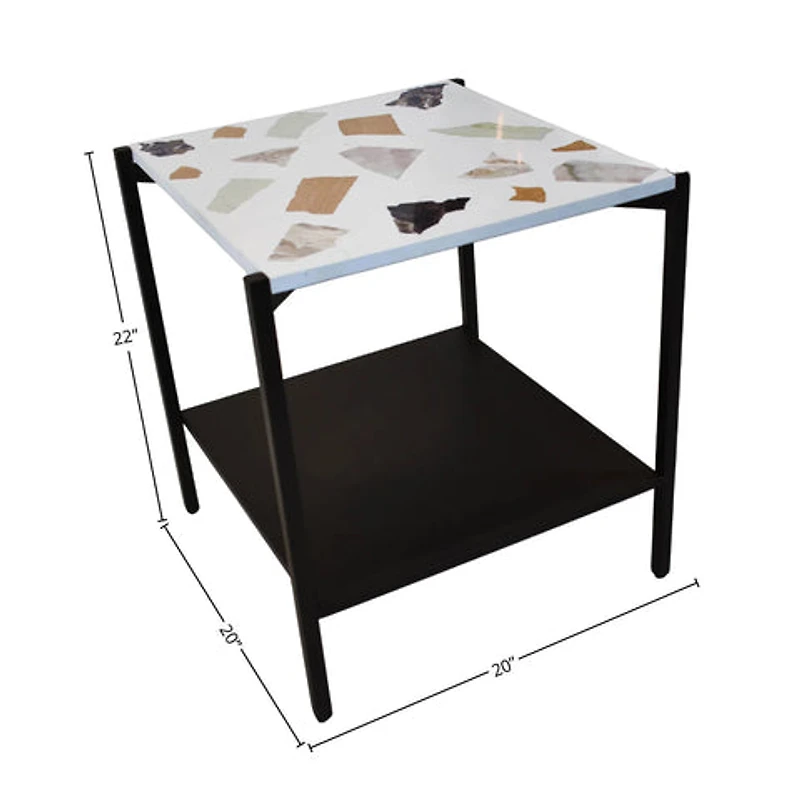 Cindale Side Table - White Mosaic