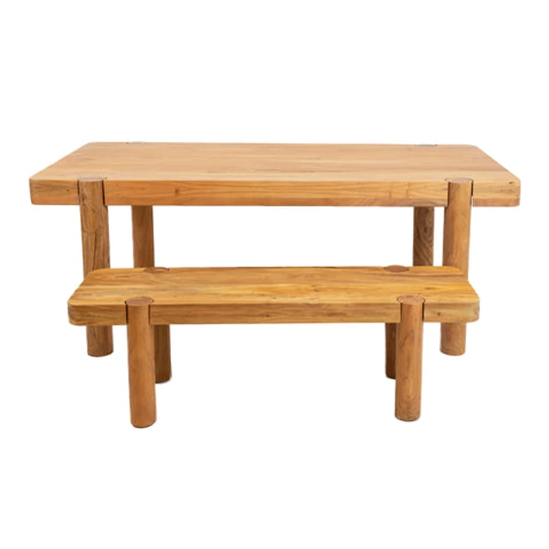 Haini Acacia Wood Round Leg Dining Table