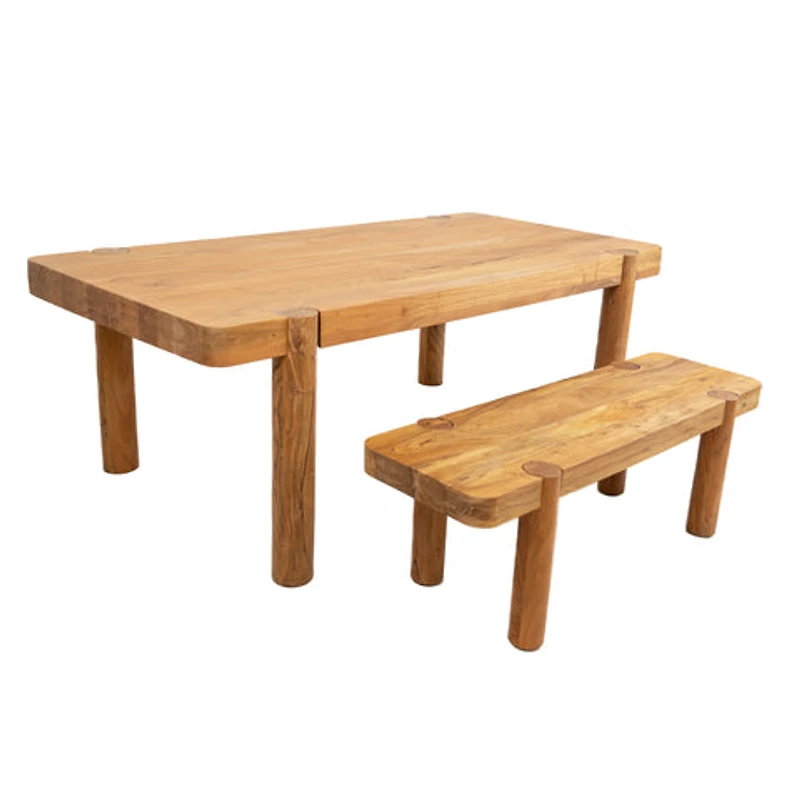Haini Acacia Wood Round Leg Dining Table