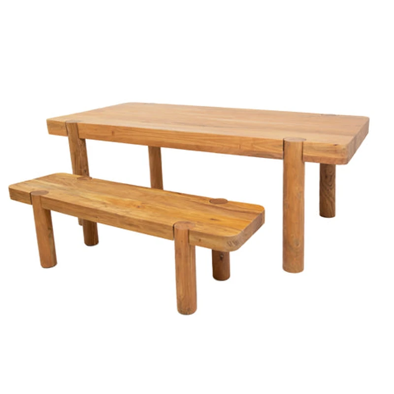 Haini Acacia Wood Round Leg Dining Table