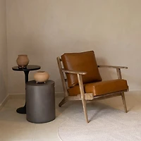 Terranova Round Side Table With Handle - Dark Grey