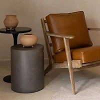 Terranova Round Side Table With Handle - Dark Grey