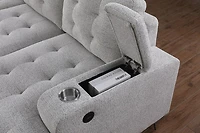 Alonso Sleeper U-shaped Premium Fabric Sleeper Sectional - Light Grey