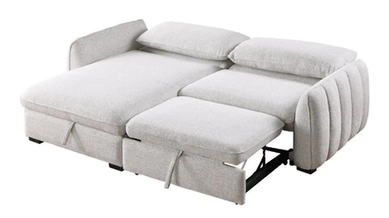Cassey Pullout Sleeper Sectional with Storage Chaise - Light Grey