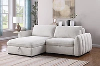 Cassey Pullout Sleeper Sectional with Storage Chaise - Light Grey