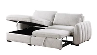 Cassey Pullout Sleeper Sectional with Storage Chaise - Light Grey