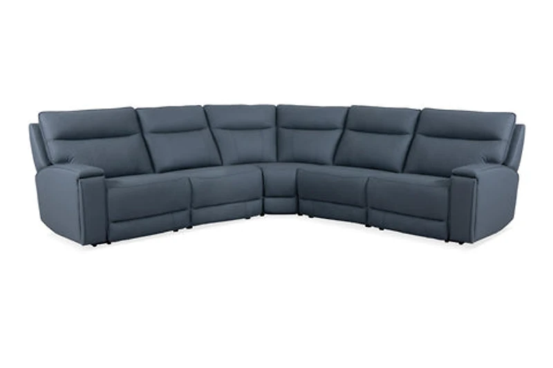 Maceo Genuine Leather Modular Recliner Sectional - Charcoal