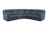Maceo Genuine Leather Modular Recliner Sectional - Charcoal
