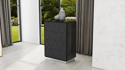 Zara 4 Drawer Glossy Black Bedroom Chest