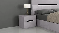 Zoya Glossy 2 Drawers Night Stand - Light Grey