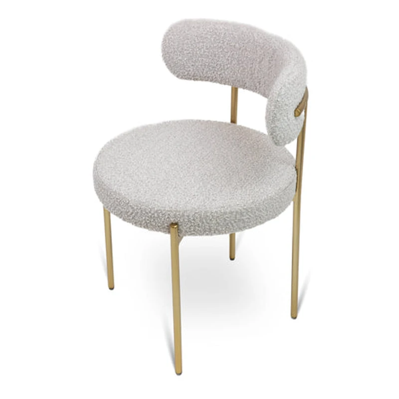 Ronda Boucle Fabric Dining Chair Brushed Brass