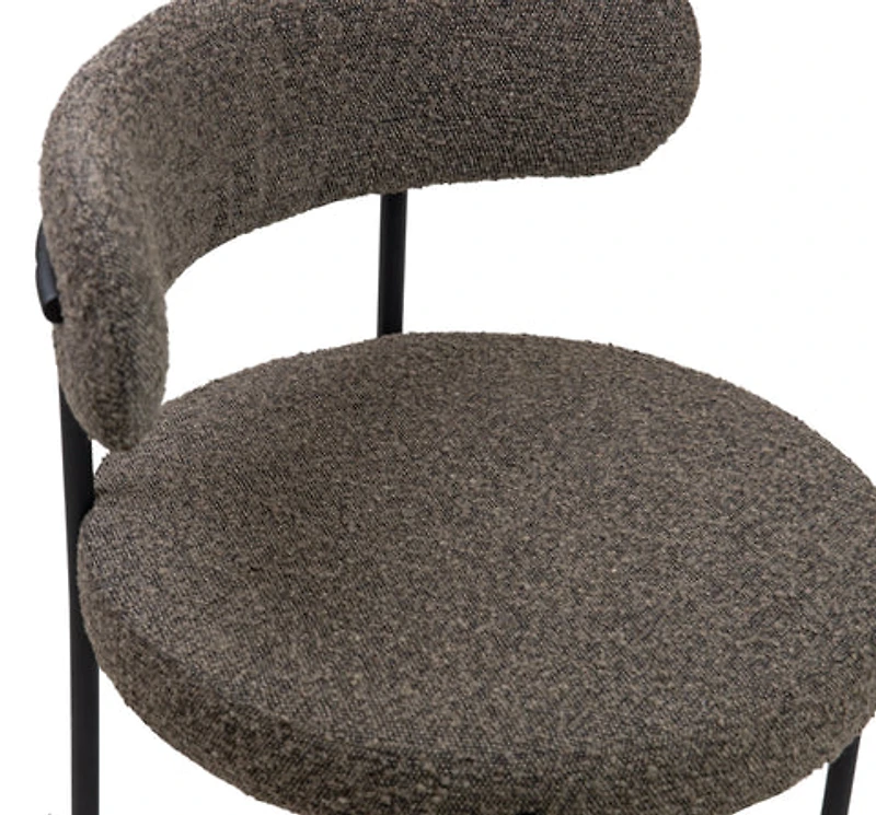 Ronda Dining Chair Boucle Fabric - Dark Brown