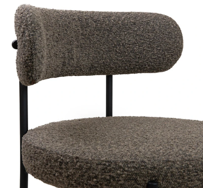 Ronda Dining Chair Boucle Fabric - Dark Brown