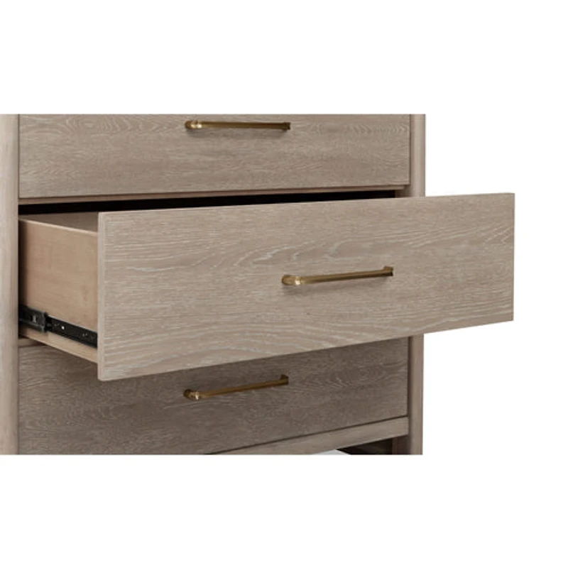 Gardenia Five Drawer Oak Wood Chest in Chai