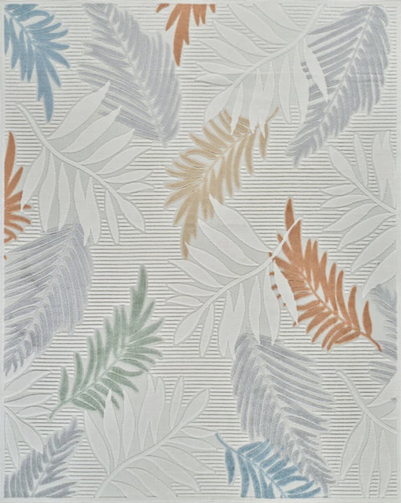 Aspen Cream Tropical Leaf Rug