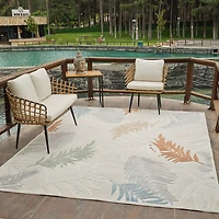 Aspen Cream Tropical Leaf Rug