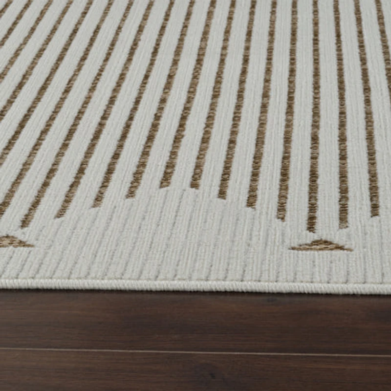 Aurora Beige Tribal Stripe Rug
