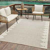 Aurora Beige Tribal Stripe Rug – 5 x 7'