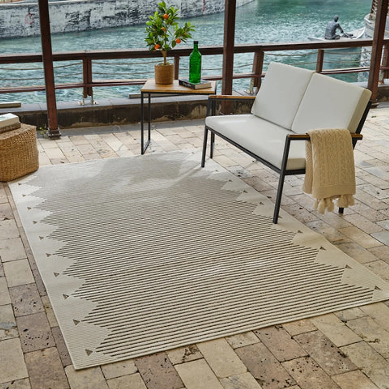 Aurora Beige Tribal Stripe Rug