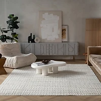 Aurora Cream Modern Rug – Textured Grid Pattern