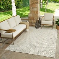 Aurora Cream Modern Rug – Textured Grid Pattern