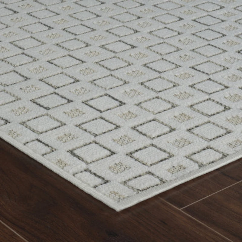 Aurora Cream Modern Rug – Textured Grid Pattern