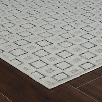 Aurora Cream Modern Rug – Textured Grid Pattern