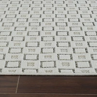Aurora Cream Modern Rug – Textured Grid Pattern