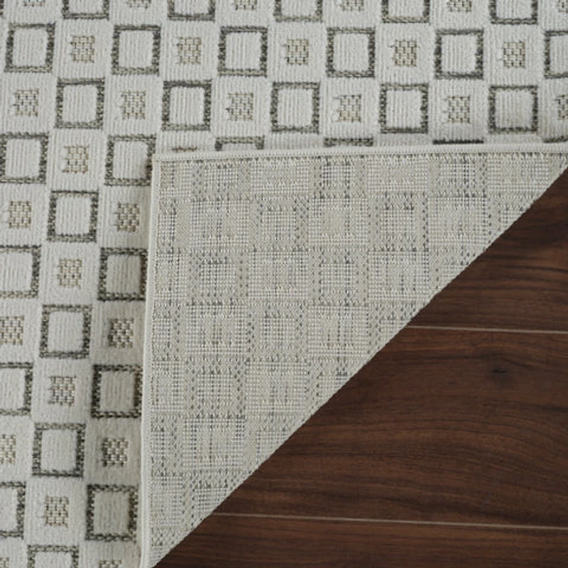 Aurora Cream Modern Rug – Textured Grid Pattern