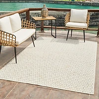 Aurora Cream Modern Rug – Textured Grid Pattern