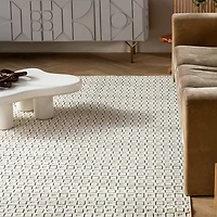 Aurora Cream Modern Rug – Textured Grid Pattern