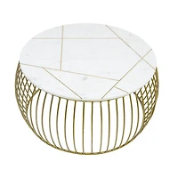 KATYA GOLD ROUND MARBLE COFFEE TABLE WIRE METAL BASE