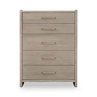Gardenia Five Drawer Oak Wood Chest in Chai