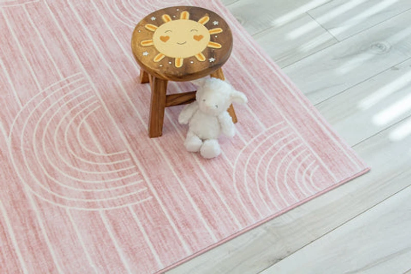 Pastel Pink Daisy Delight Area Rug