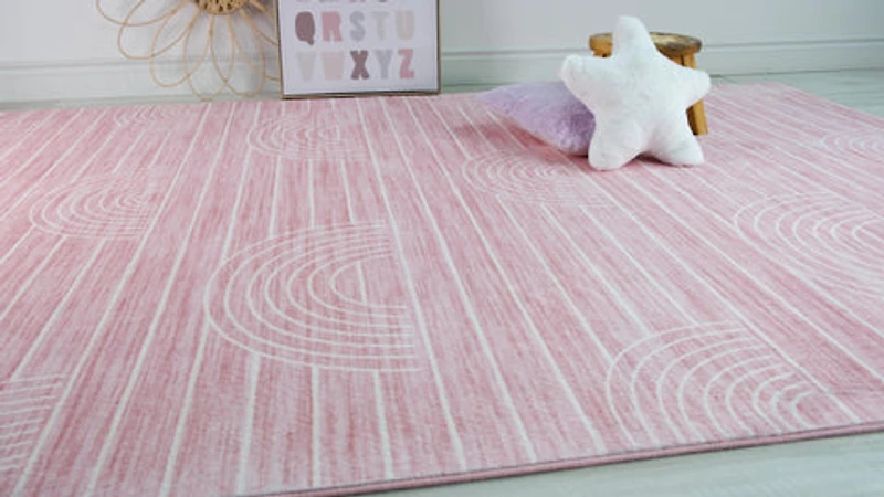 Pastel Pink Daisy Delight Area Rug