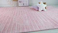Pastel Pink Daisy Delight Area Rug