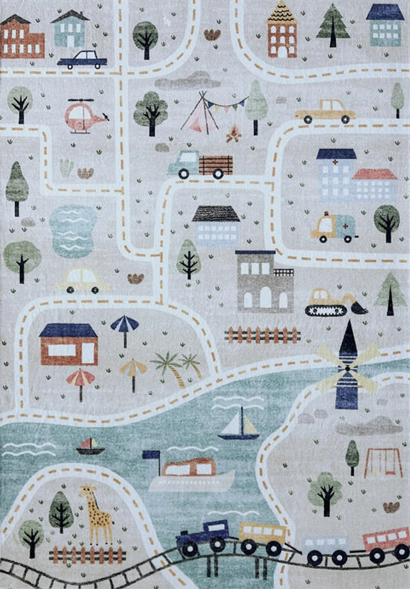 Daisy Blue Modern Floral Area Rug